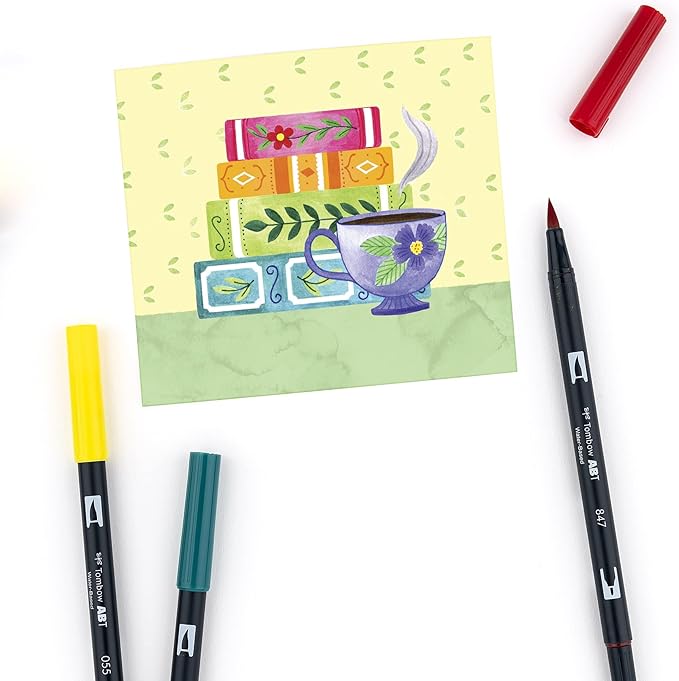 Tombow Dual Water Based Markers, Twin Tip, Primary Palette Assorted Inks, 10/Pack (56167)
