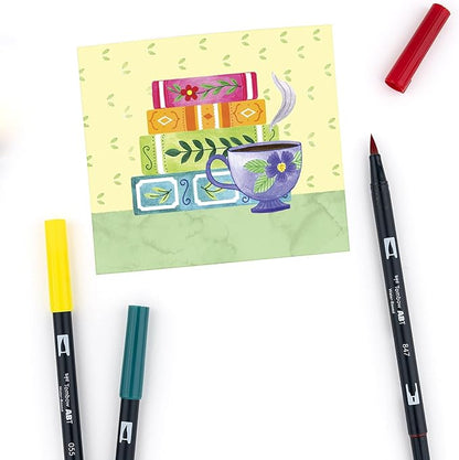Tombow Dual Water Based Markers, Twin Tip, Primary Palette Assorted Inks, 10/Pack (56167)