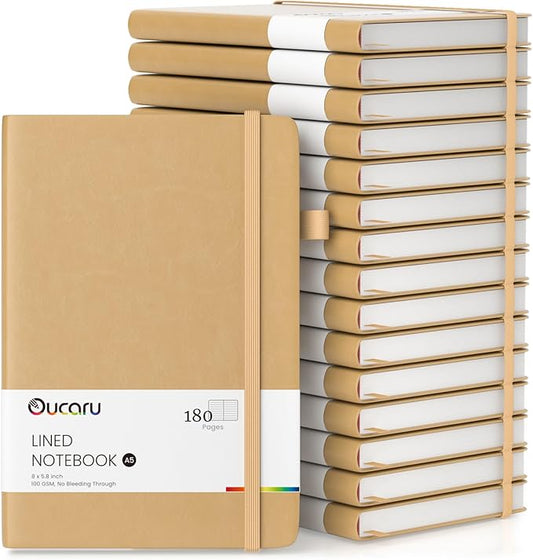 Lined Journal Notebook, 16 Pack, 180 Pages, A5 Journals for Writing, 100 GSM Thick Paper, Small Notebooks Daily Journal for Women Men Work, Business, School, Travel Supplies