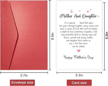 Funny Mother’s Day Card for Her, Mothers And Daughter Card, Poem Happy Mothers Day Card, Mother And Daughter Their Hearts As One