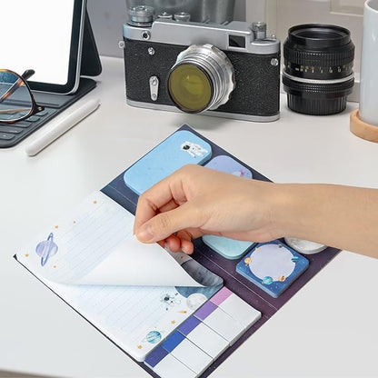 The Sky is The Limit Sticky Notes Set, 550 Sheets, Outer Space Galaxy Planet Pattern Self-Stick Notes Pads Divider Tabs Bundle Writing Memo Pads Back to School Office Supplies Small Gift
