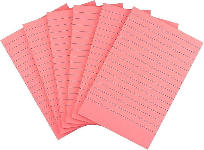 Early Buy 6 Pads Lined Sticky Notes with Lines 4x6 Self-Stick Notes Bright Color Sticky Notes, 45 Sheets/Pad (Pink)