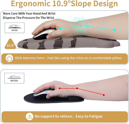 Ergonomic Mouse Pad with Wrist Rest,Cute Cat Paw Mousepad Wrist Support,Comfortable Massage Design Computer Pain Relief Mouse Pad with Non-Slip PU Base for Desk Laptop Gaming Office,Brown
