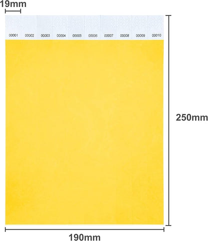 100 Pcs Wristbands, 1-100 Consecutive Numbers Waterproof Tearproof and Printable Wrist Straps Admission Bracelets Tickets (Neonyellow)