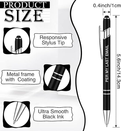 Zonon 12 Pieces Inspirational Pens Bulk Easter Basket Stuffers Motivational Quotes Ballpoint Pens with Stylus Tip Inspirational Gifts for School Office Teachers(Black,Negative Style)