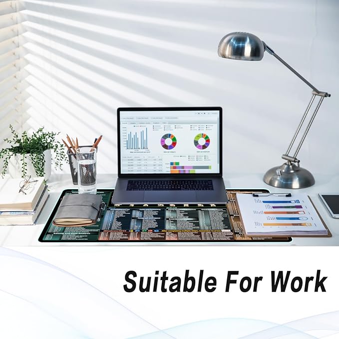Excel,Word,Outlook,Windows,PowerPoint Cheat Sheet Mouse Pad,Extended Large XL Office Shortcut Keyboard Desk Pad,Non-Slip Accessories Desk Mat 31.5" x 11.8"