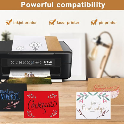 100 Packs Black Blank Greeting Cards and Envelopes 4 x 6 Heavyweight Single Panel Cardstock and A4 Envelopes Printable Self Seal for Graduations, Wedding Invitations, Thanksgiving Cards