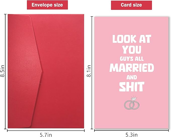 Funny Engagement Card for Friend, Hilarious Wedding Celebration Card, Look At You Guys All Married And Shit
