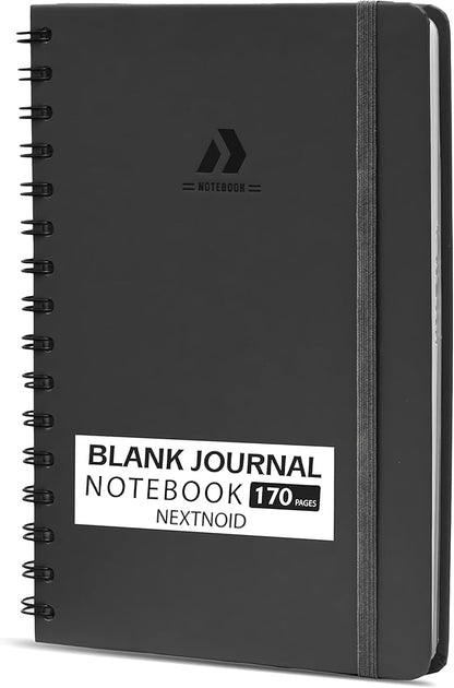 Hardcover Blank Journal Notebook For Women & Men - 170 Pages, Spiral Notebook for Sketch Book, Creative Writing, Drawing - A5 Grey