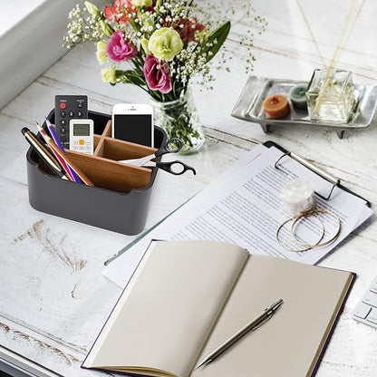 Stylish Desk Organizers and Remote Control Holders in Black, Pen Phone Holder Organizer, Multi-Purpose Caddy Storage Accessories for Office Desktop Coffee Table Bedside Nightstand