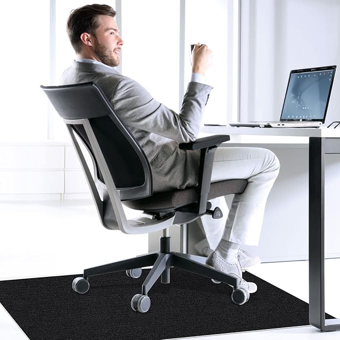 Sycoodeal Office Chair Mat,Computer Gaming Desk Chair Mat for Hard Wood & Tile Floor,Large Anti-Slip Floor Protector Rug,Anti-Slip Home Chair Mat,Easy to Clean,48" X 36" Black