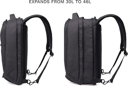 Knack Series 1 Laptop Backpack Fits up to 17 Inch - Knack Bags Carry-On Backpack, TSA Approved, Expandable Travel Backpacks With 4 Day Outfit Capacity (Stealth Black, Large)