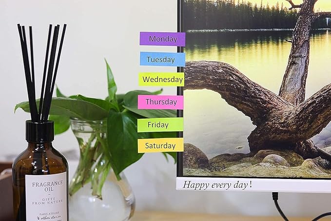 (30 Pack) Sticky Notes 1/2 x 2-Inches, 6 Colors Post Self Page Markers Pad Its, Bright Colors Sticky Notes for Office, Home, School, Meeting, 3000 Sheets Total.