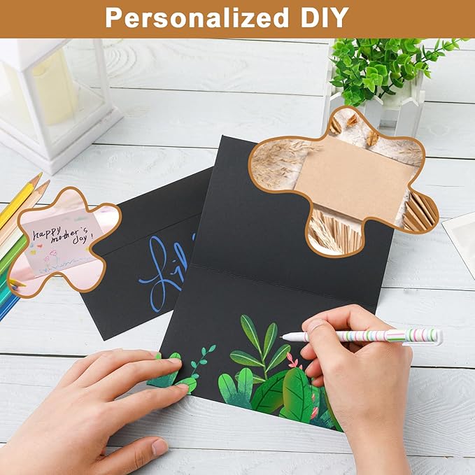Black Blank Greeting Cards and Envelopes 4 x 6 Heavyweight Folded Cardstock and A4 Envelopes Printable Self Seal 20 Packs for DIY Wedding Invitations, Birthday, Thank You Cards, Party