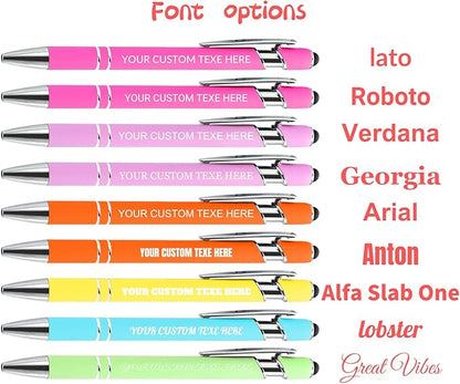 Up to 480 Pcs Personalized Pens in Bulk, Custom Metallic Printed Name Pens with Black Ink, Customized Pens Bulk with Stylus-Great Gift Ideas(Macaroon 6 Color)