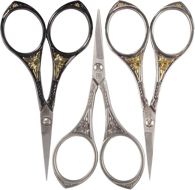 JubileeYarn Sun Motif Embroidery Craft Scissors - Assortment - 3 Scissors