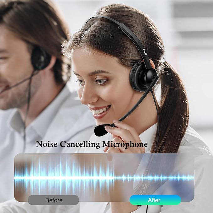 MKJ Noise Cancelling Cisco Headset with Microphone Dual Ear Wired Call Center Headphones for Office Phone Cisco CP-7821 7841 7861 8841 7942G 7931G 7940 7945G 7961 7962G 7965 7970G 7975G 8811 9951