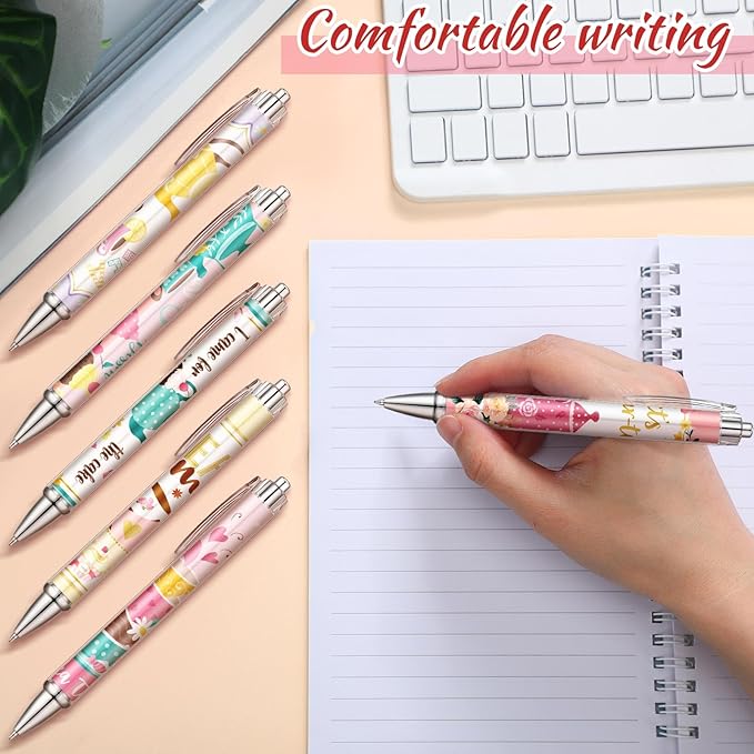 24 Pcs Tea Party Gift Pens Bulk Floral Tea Party Favors Pink Themed Party Decorations Tea Ballpoint Pen for Tea Party Birthday Party Supplies