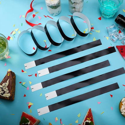 600 Packs Paper Wristbands for Events Neon Party Wristbands Colored Waterproof Paper Club Arm Bands Lightweight Identification for Concert Bar Entrance Admission(Black)