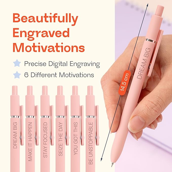 Achievers Inspirational Pen Set for Women - Motivational Quotes Office Gift for Her, Congratulations on Promotion, New Job Gifts Lady Boss Business Pens, Adult Graduation Gifts Stylish Sets (Pink)