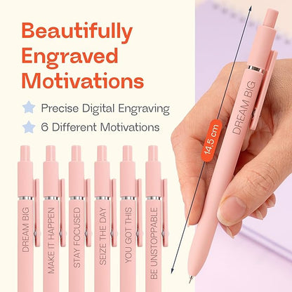 Achievers Inspirational Pen Set for Women - Motivational Quotes Office Gift for Her, Congratulations on Promotion, New Job Gifts Lady Boss Business Pens, Adult Graduation Gifts Stylish Sets (Pink)