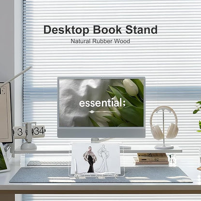 Acrylic Book Stand for Reading, UPERGO Portable Book Holder for Desk, Angle Adjustable Textbook Stand for Document Recipe, Cookbook, Music Book