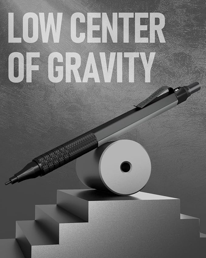 Four Candies 0.9mm Mechanical Pencil Set with Case, 3PCS Metal Artist Lead Pencil with 8 Tubes (480PCS) HB Lead Refills, 3 Erasers, 9 Eraser Refills For Engineer Art Writing Drafting, Black