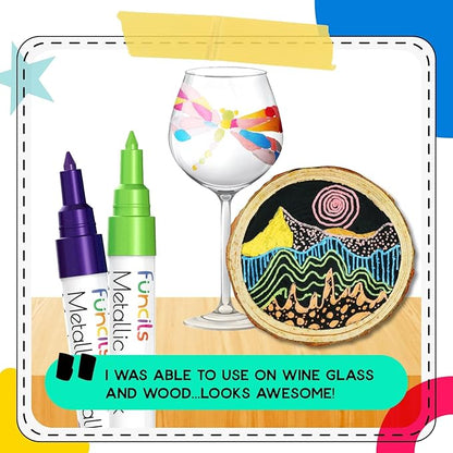 Metallic Liquid Chalk Markers for Chalkboard Signs, Blackboard, Window, Labels, Bistro, Glass, Car (10 Pack, 1mm) - Wet Wipe Erasable Ink Chalkboard Markers, Extra Fine Tip Liquid Chalk Pens