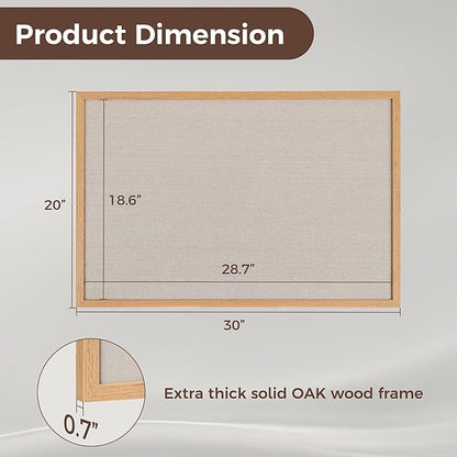 Fun Memories Cork Board Bulletin Board for Office, 20" x 30" Oak Wooden Framed Corkboard, Wall Mounted Notice Pin Board for School Home & Office, Natural Wood