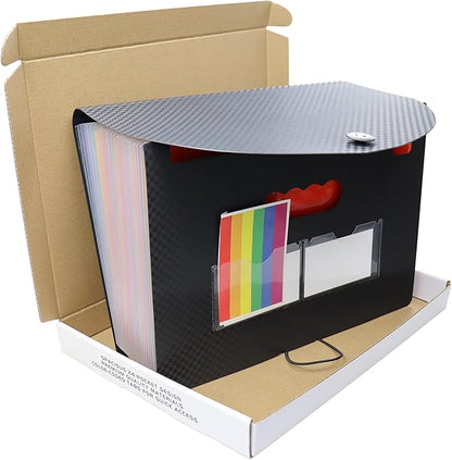 24 Pockets Accordion File Folder Organizer, Expandable Document Paper Receipt Bill Organizer with Color-Coded Tabs, Checkered Organ Bag Design - Letter/A4 Size for Home, Office, School, 1PCS