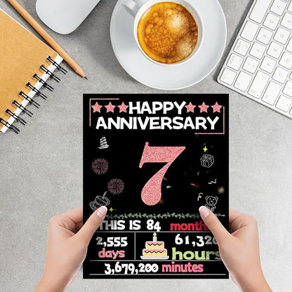 Joycard 7th Anniversary Card for Women, Wedding Card for Wife, Sweet Marriage Decorations Gifts for Couple, Perfect for Her on Anniversary Day, Back in 2018
