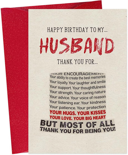 Birthday Card Gift for Husband - Romantic Husbands Birthday Card from Wife,Best Birthday Gifts for Husband,Happy Birthday To My Husbands