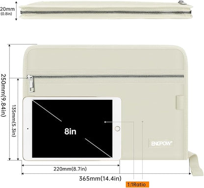 ENGPOW Accordion File Organizer,Fireproof 13 Pockets Expanding File Folder,Document Organizer Folder with Zipper＆Labels,Portable Home Travel Safe Storage for Letter A4 Files and More,Beige