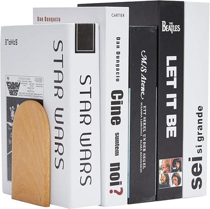 Pandapark Wood Bookends,Non-Skid Bookend for Shelves,Heavy Duty Bookends,Book Stand for Books/CDs,1 Pair