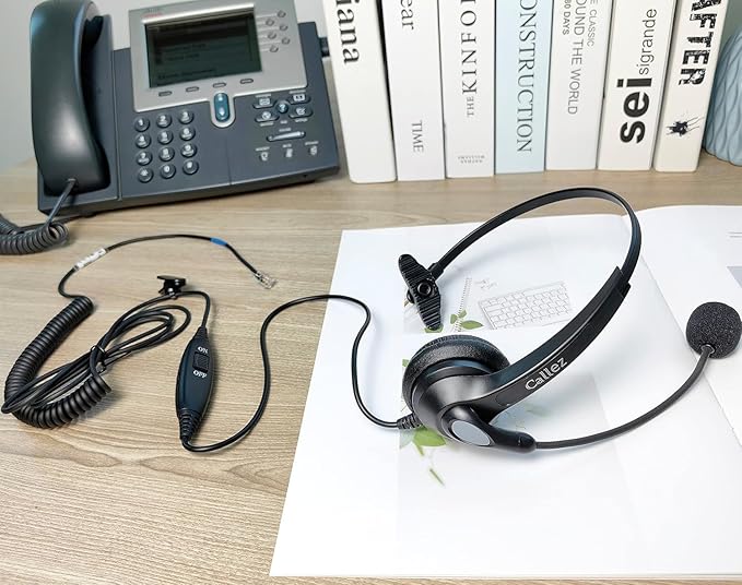 Callez RJ9 Phone Headset for Cisco Office Phones, Corded Telephone Headset with Microphone Noise Cancelling for Cisco IP Phones 6941 7811 7841 7941 7942 7945 7962 7965 7975 8841 8845 8851 8861 8945