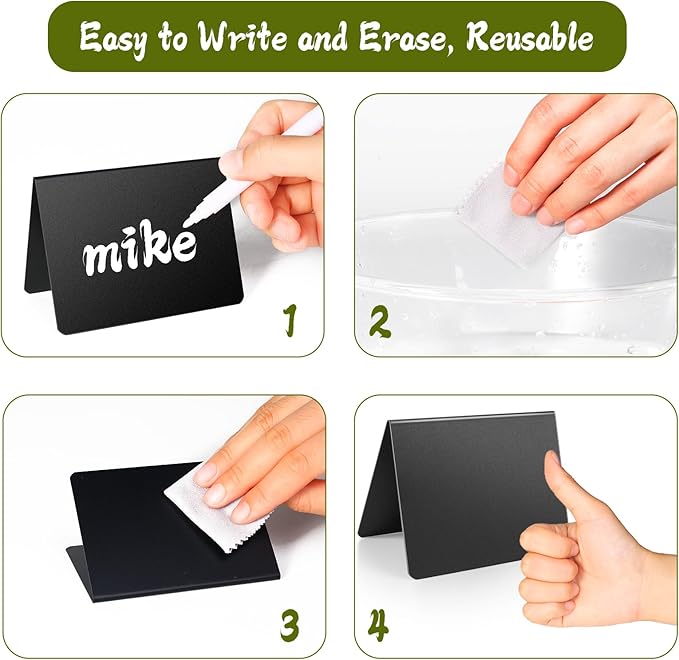 16 Pcs Mini Chalkboard Signs, Food Labels for Party Buffet, Premium Small Chalkboard Sign, Reusable and Easily Cleanable Small Chalkboard Signs with Stand, Food Signs for Buffet, Catering Supplies