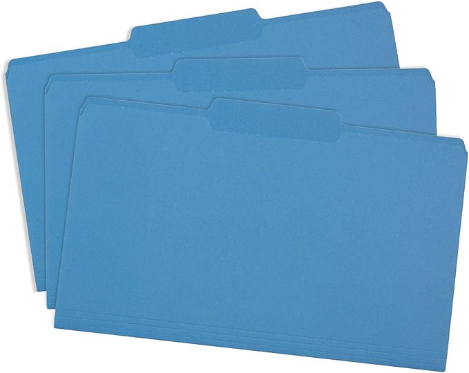 Blue Summit Supplies Blue Legal File Folders, Legal Size, 1/3 Cut Tab, Great for Organizing and Easy File Storage, File Folders 100 Count
