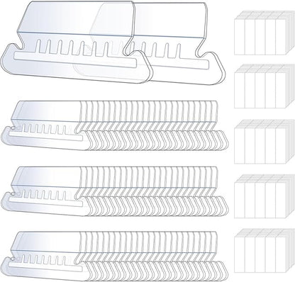 50 Set Hanging File Folder Tabs, Clear Plastic Hanging File Folder Labels Tabs with Paper Inserts Transparent File Folder Labels Tabs for Quick Identification