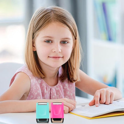 Sherr 2 Handwriting Line Stamp Roller Dashed Handwriting Lines Practice Roller Stamp for Kids, Teachers Kindergarten Education Classroom Back to School Need(2.72 x 2.44 x 1.54 Inch,Light Blue, Pink)