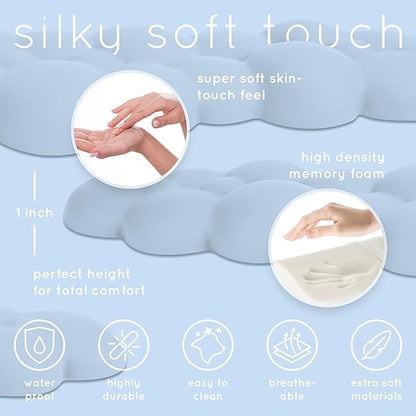 Qloud Cloud Wrist Rest Keyboard Wrist Rest for Computer Keyboard Pad, Cloud Keyboard Wrist Rest, Wrist Pad for Keyboard, Memory Foam, Non Slip Base, Comes with Mouse Pad - Light Blue