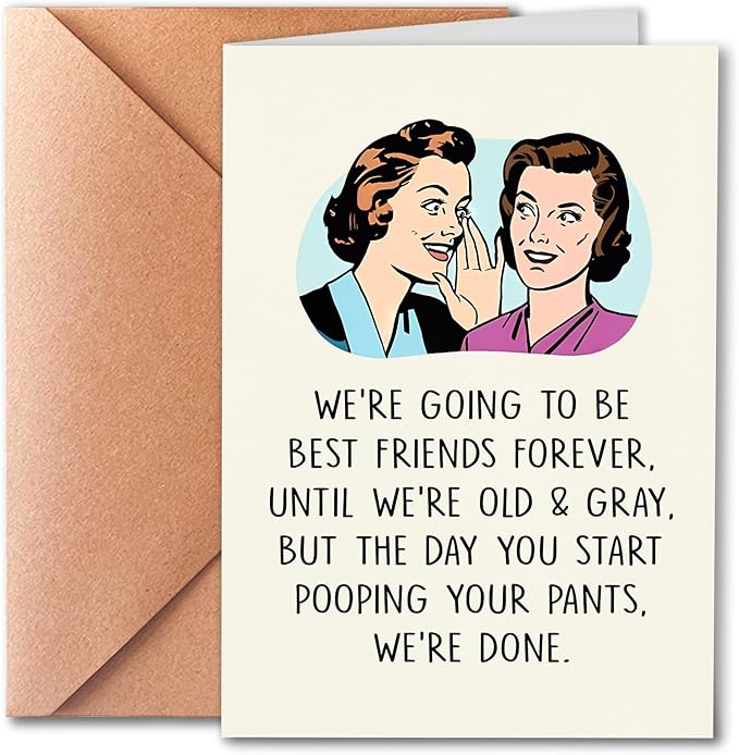 Funny Birthday Card for Sister, Best Friend, Humorous Friendship Cards for Her, Funny Poopy Pants Friend Card for Bestie, Birthday Gifts for Sister