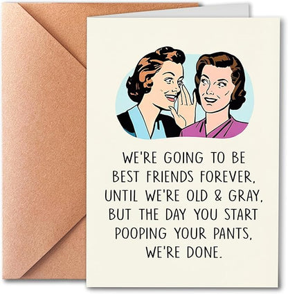 Funny Birthday Card for Sister, Best Friend, Humorous Friendship Cards for Her, Funny Poopy Pants Friend Card for Bestie, Birthday Gifts for Sister