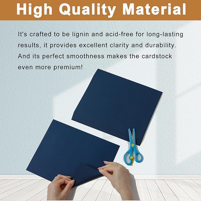40 Sheets Navy Blue Cardstock 8.5 x 11 Scrapbook Paper, 200gsm/75lb Heavyweight Paper Card Stock for DIY Card Making, Greeting Cards, School Crafts, Wedding Invitations, Thank You Cards