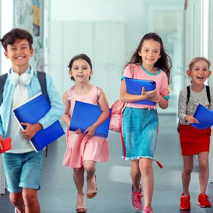 Cholemy 6 Pcs Plastic Pocket Folders with Prong 2 Heavy Duty Pockets Folders with 3 Prongs Letter Size Paper Folders Bulk File Plastic Folders with Fasteners for Office Workers (Blue)