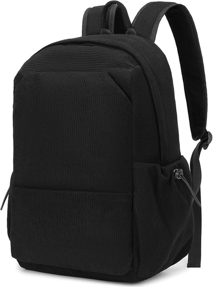 YGR Laptop Backpack for Women and Men, Waterproof Lightweight Travel Daily Rucksack Casual 15.6 inches Computer Bags for College, Black Corduroy