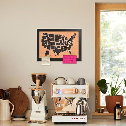 Cork Board Map of The United State, 17" X 13" Bulletin Boards for Walls with 10 Pins, Travel Tracker Map for Office, School and Home (US-MAP-3343)