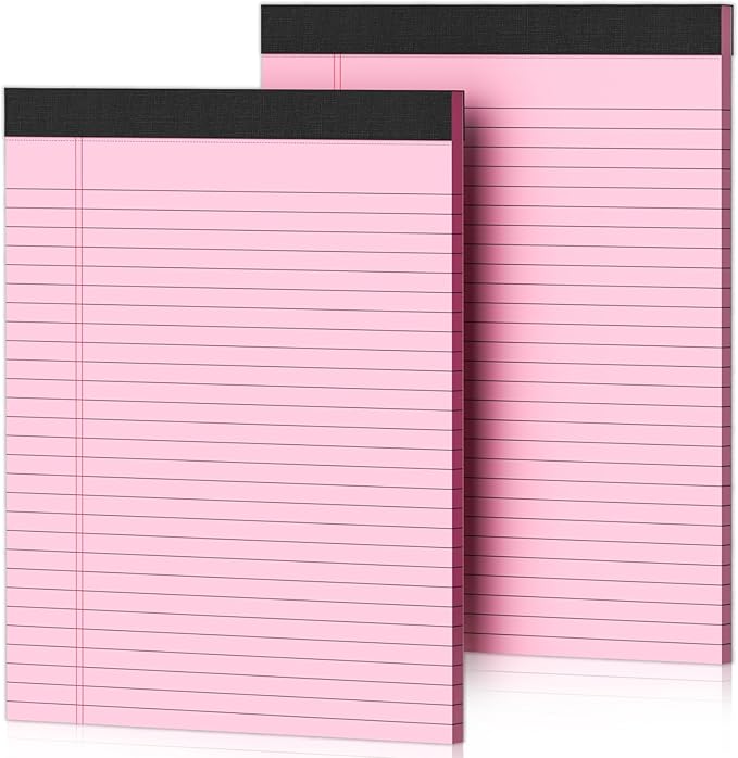 2 Pcs Legal Pads 8.5 x 11 Pink Note Pads 8.5 x 11 Notepad 8.5 x 11 Micro Perforated Writing Pads 8.5 x 11 Lined Paper Pads Wide Ruled Pad of Paper 30 Sheets Notebook for Study, To-Do Lists, Office