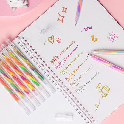 18 Pack Mixing of 3 Colors Rainbow Gel Pens Color Changing Ballpoint Pen Set for Adults Coloring Books Drawing Doodling Anime Scrapbooking Class Notes