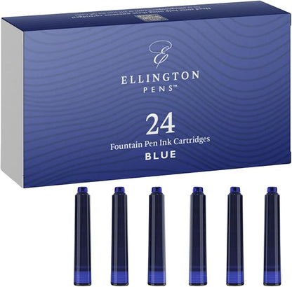 Fountain Pen Ink Refills - 24 Pack International Standard Size Cartridges - Premium Quality & Non-Toxic - Long-Lasting Ink