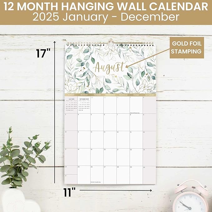 bloom daily planners 2025 Calendar Year Monthly Hanging Wall Calendar (January 2025 through December 2025) - Large 11” x 17” - Seasonal